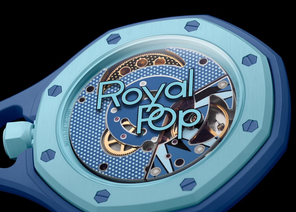 Détail cadran Royal Pop Audemars Piguet Swatch motif Royal Oak