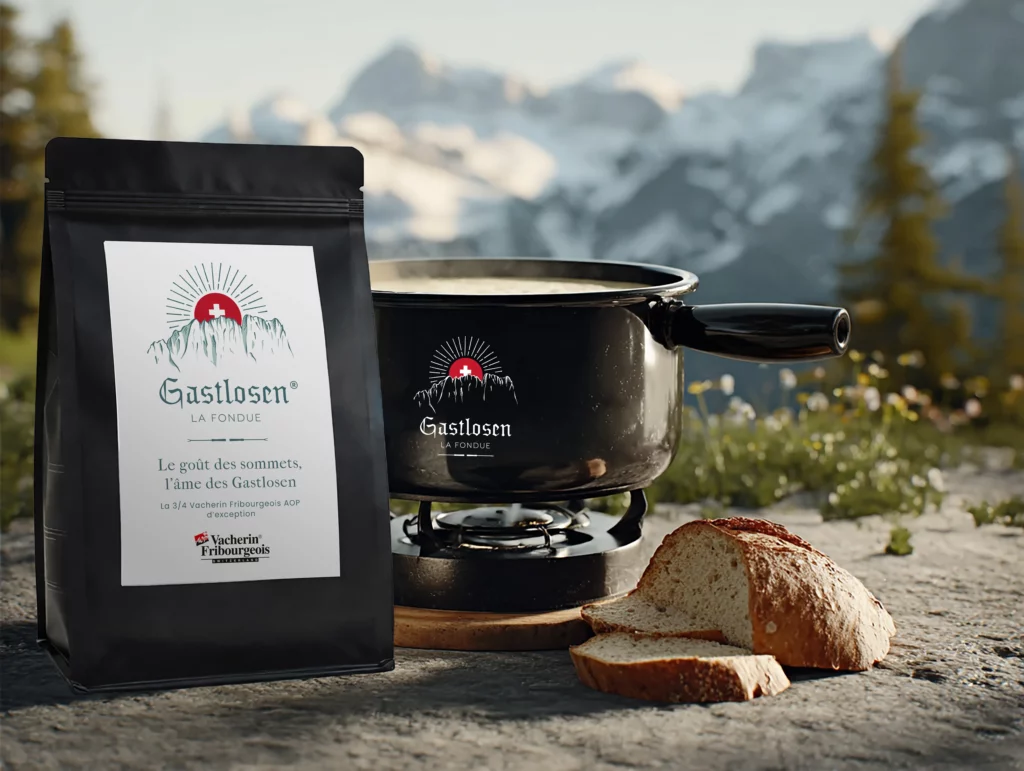 L'assemblage de Gastlosen met à l'honneur le Vacherin Fribourgeois AOP, présent à hauteur de 3/4, complété par 1/4 de Gruyère AOP.