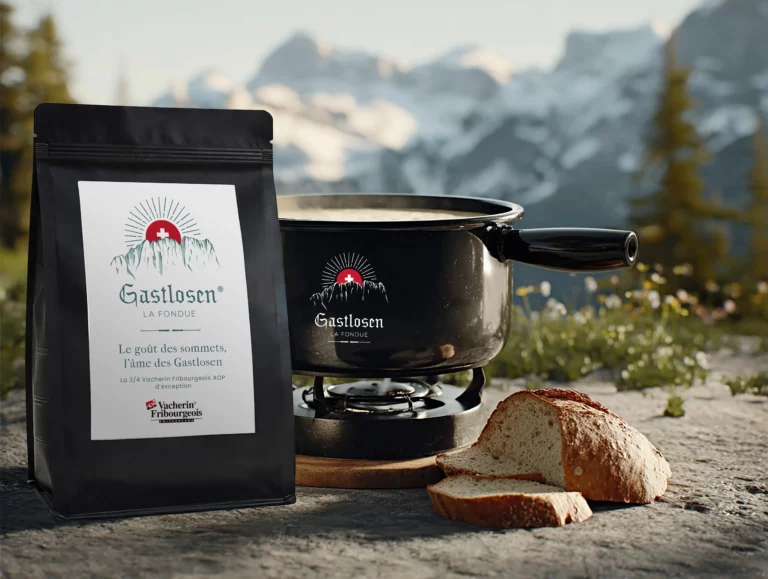 L'assemblage de Gastlosen met à l'honneur le Vacherin Fribourgeois AOP, présent à hauteur de 3/4, complété par 1/4 de Gruyère AOP.
